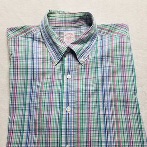 Brooks Brothers Medium The Original Polo Button Down Pastel Plaid Short Sleeve